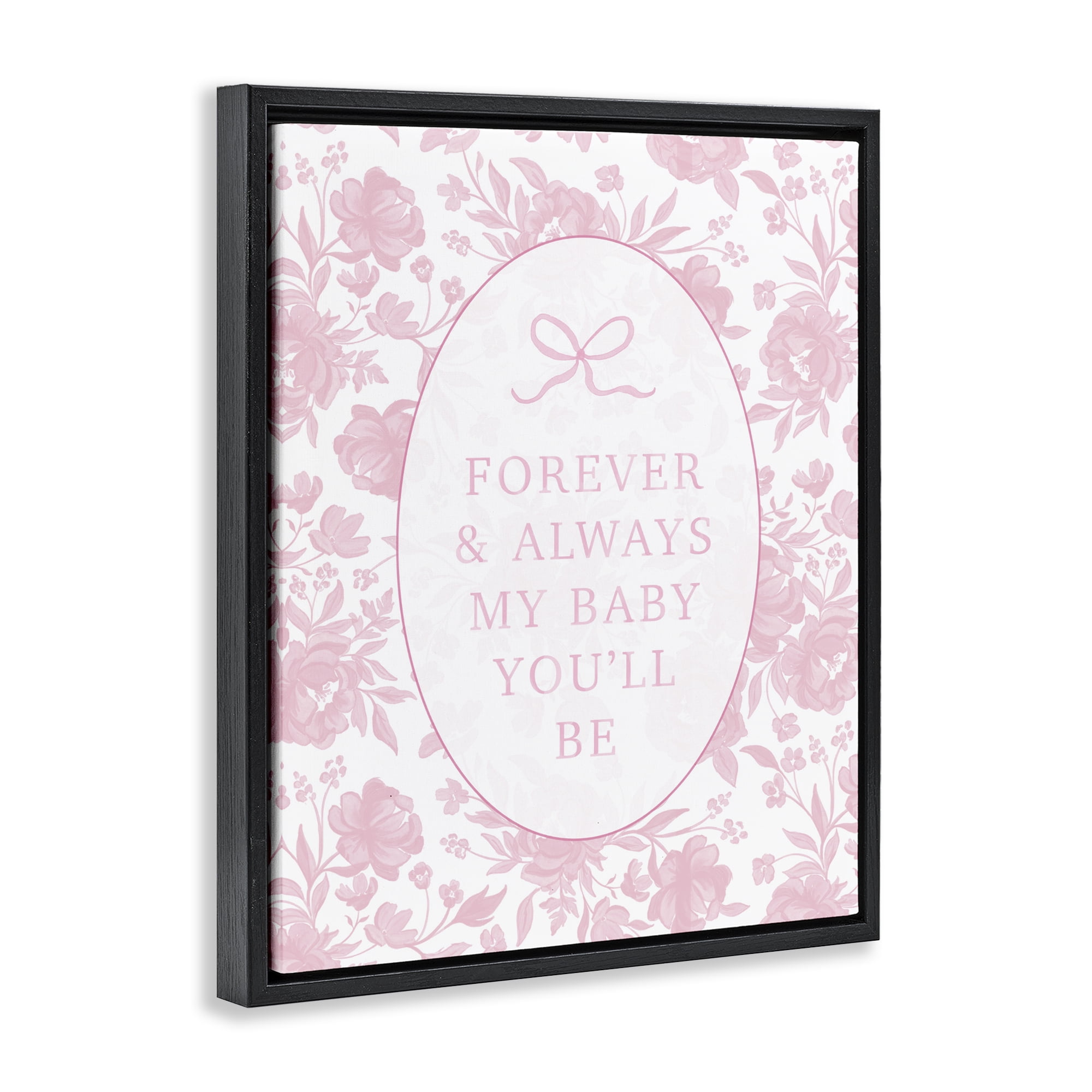 Stupell Industries Forever and Always Pink Florals Black Framed Floater Canvas Wall Art, design by Cherrywood Lane