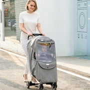 Sunveno Windproof Waterproof All-Weather Stroller Sun Shade, Gray