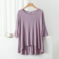 thumbnail image 2 of cfhntfmh Pajama Tops for Women Long Sleeve Soft Sleep T-Shirts Summer Flowy Round Neck Sleepwear Long Blouses, 2 of 3