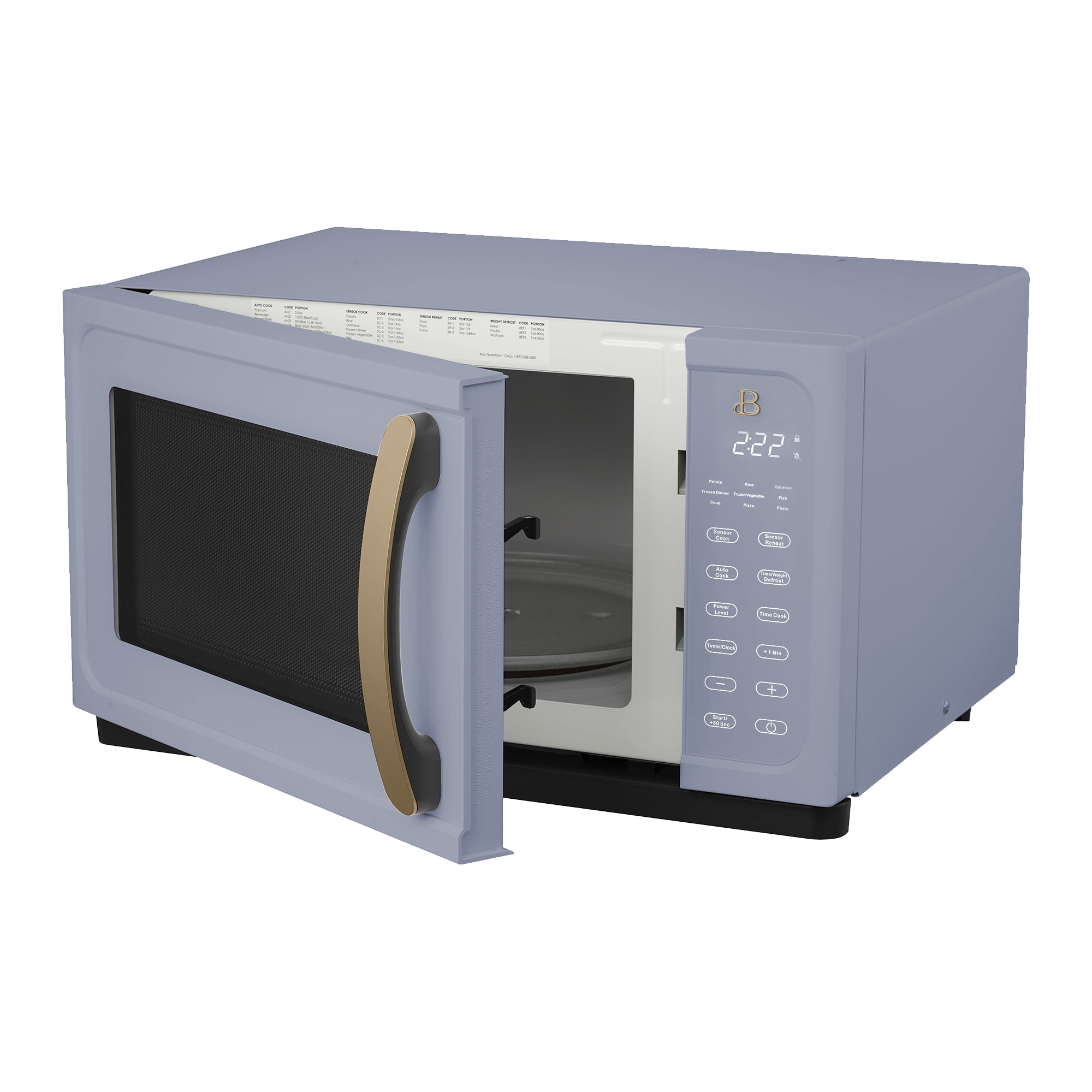 Beautiful 1.1 Cu ft 1000 Watt, Sensor Microwave Oven, Cornflower Blue by Drew Barrymore