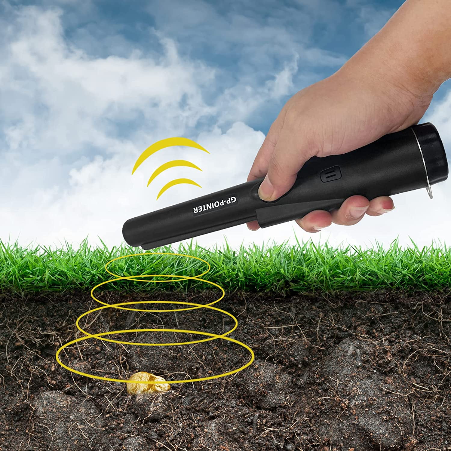 LYFJXX Black Automatic 9 Volt Battery Powered Handheld GP Pointer Metal Detector