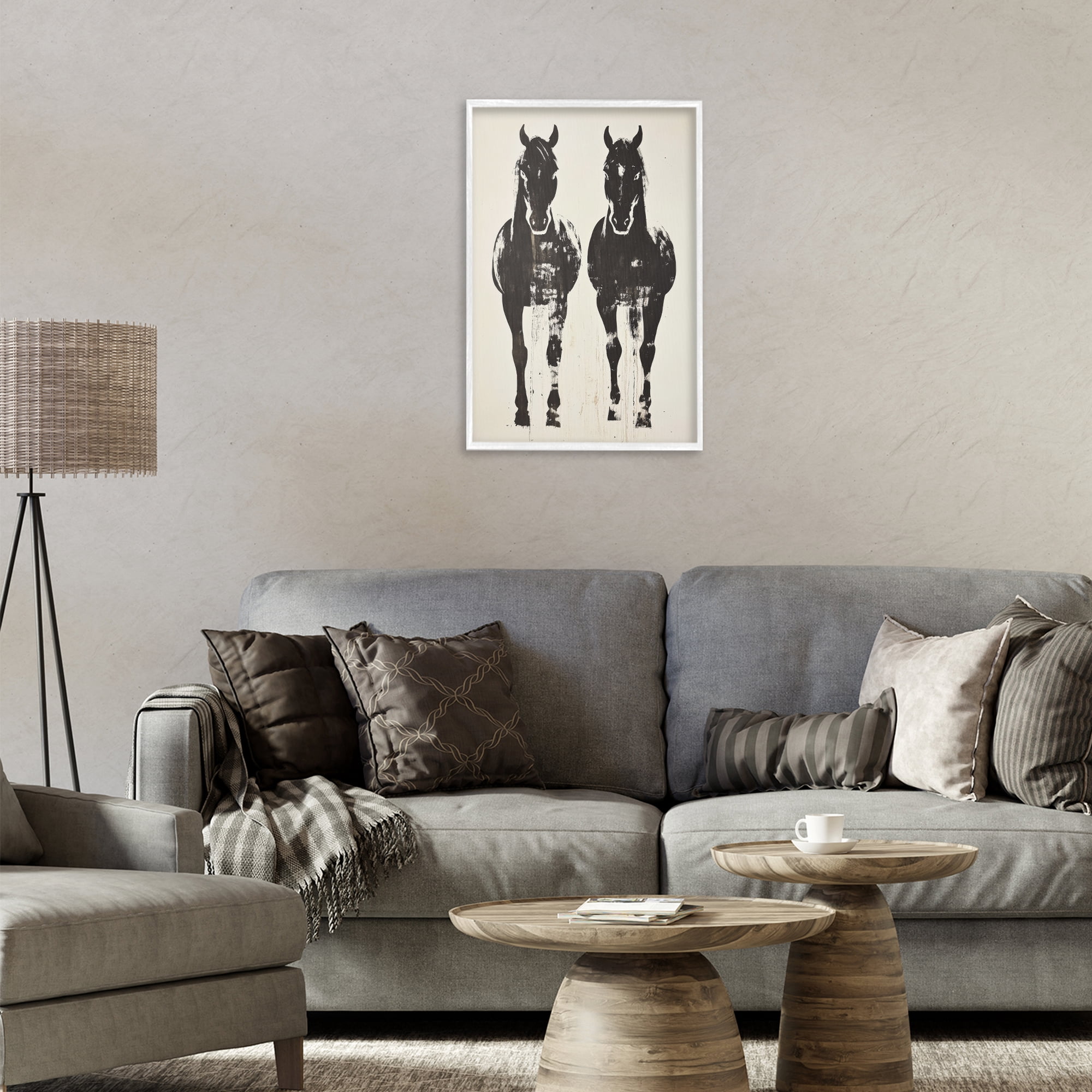 Stupell Industries Silhouetted Horse Couple White Framed Giclee Art, design by Petal Prints Design