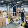 thumbnail image 4 of 880LBs Load Capacity 4 Steps Rolling Ladder, Rolling Warehouse Step Ladder, Steel Industrial Platform Ladders with Handrails for Industrial Site, 4 of 9