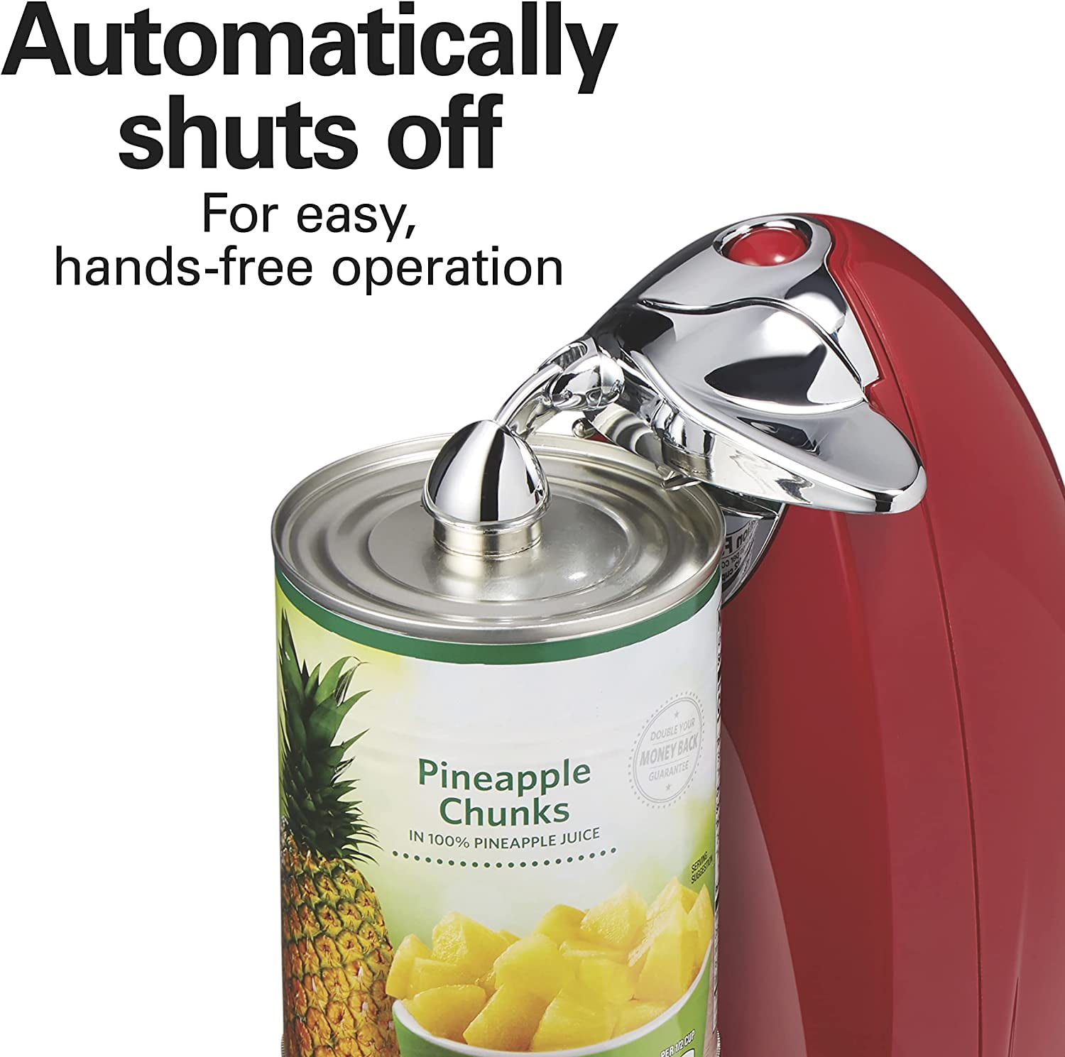 Hamilton Beach Electric Automatic Can Opener with Auto Shutoff, Knife Sharpener, Cord Storage, and SureCut Patented Technology, Extra-Tall, Red