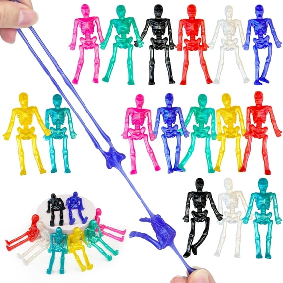 Stretchy Skeleton Toys Gifts for 24 PCS,Small Party Favors Prizes for ,Goodie Bag Pinata Stuffer Fillers, Non-Candy Treats Supplies Figurines Trinkets for Boys Girls