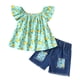 thumbnail image 1 of Gibobby Conjunto de pantalones para niños Niño Gilrl Fly manga dibujos animados frutas estampados Tops Enim pantalones cortos niños trajes(Verde, 18-24 Meses), 1 of 5