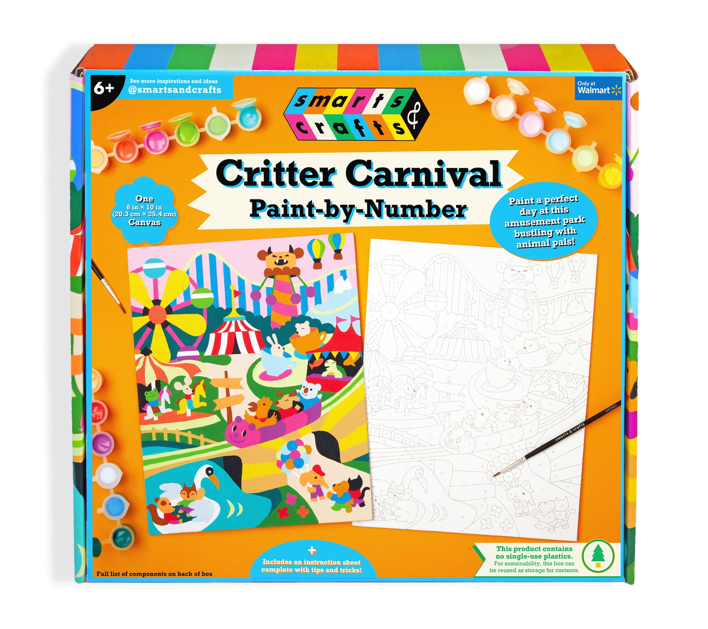 Smarts & Crafts Critter Carnival Paint by Number, 25 Pieces, For Kids