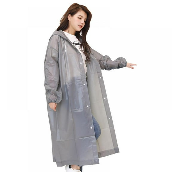 Orchip Adult Raincoat Coat Portable EVA Poncho with Hood and Elastic Cuff Sleeves