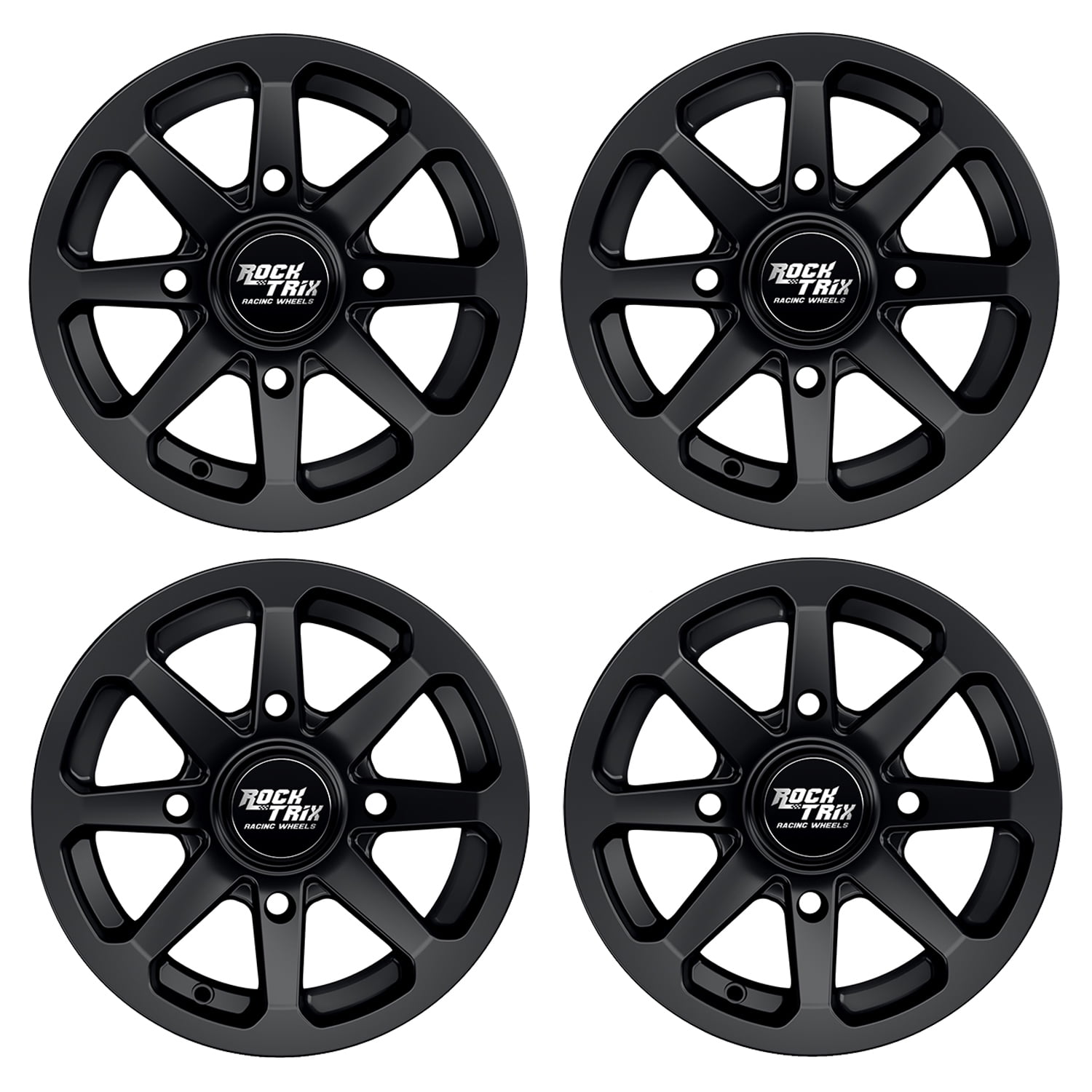 RockTrix RT104 12in ATV Wheels 4x156 Rims, 12x7, 4+3 Offset