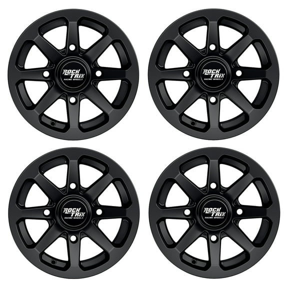 RockTrix RT102 12in ATV Wheels Rims 12x7 Matte Black, 4x156 Bolt Pattern, 4 3 offset, Compatible with Polaris Sportsman RZR Ranger (4/156) (Set of 4)