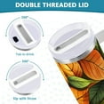 thumbnail image 3 of Yayeee 40oz Stainless Steel Tumbler with Straw and Handle Double-Wall Insulated Travel Water Bottle, Green Retro Leaves, 3 of 8