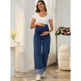 thumbnail image 2 of DARING DIVA Women's Denim Straight Leg Over the Belly Maternity Jeans XXL Dark Blue, 2 of 7
