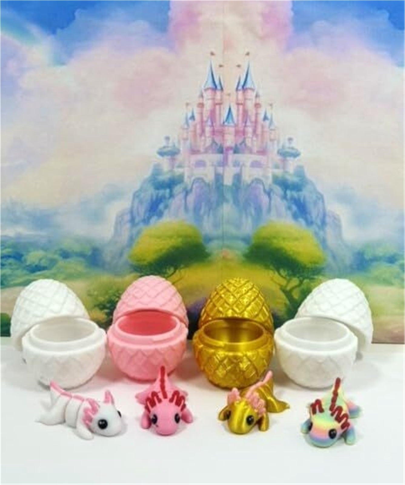 4pcs 3D Printed Articulated Axolotl with Egg, Fidget Axolotl Fidget Executive Desk  Home Decor