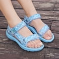 thumbnail image 6 of kpoplk Toddler Girl Sandals Open Toe Sandals Princess Flats Summer Flower Girl Shoes(Blue,9.5), 6 of 9