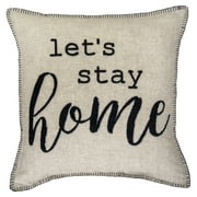 Better Homes & Gardens Decorative Throw Pillow, Let's Stay Home Sentiment, Square, Tan, 18" x 18", 1Pack