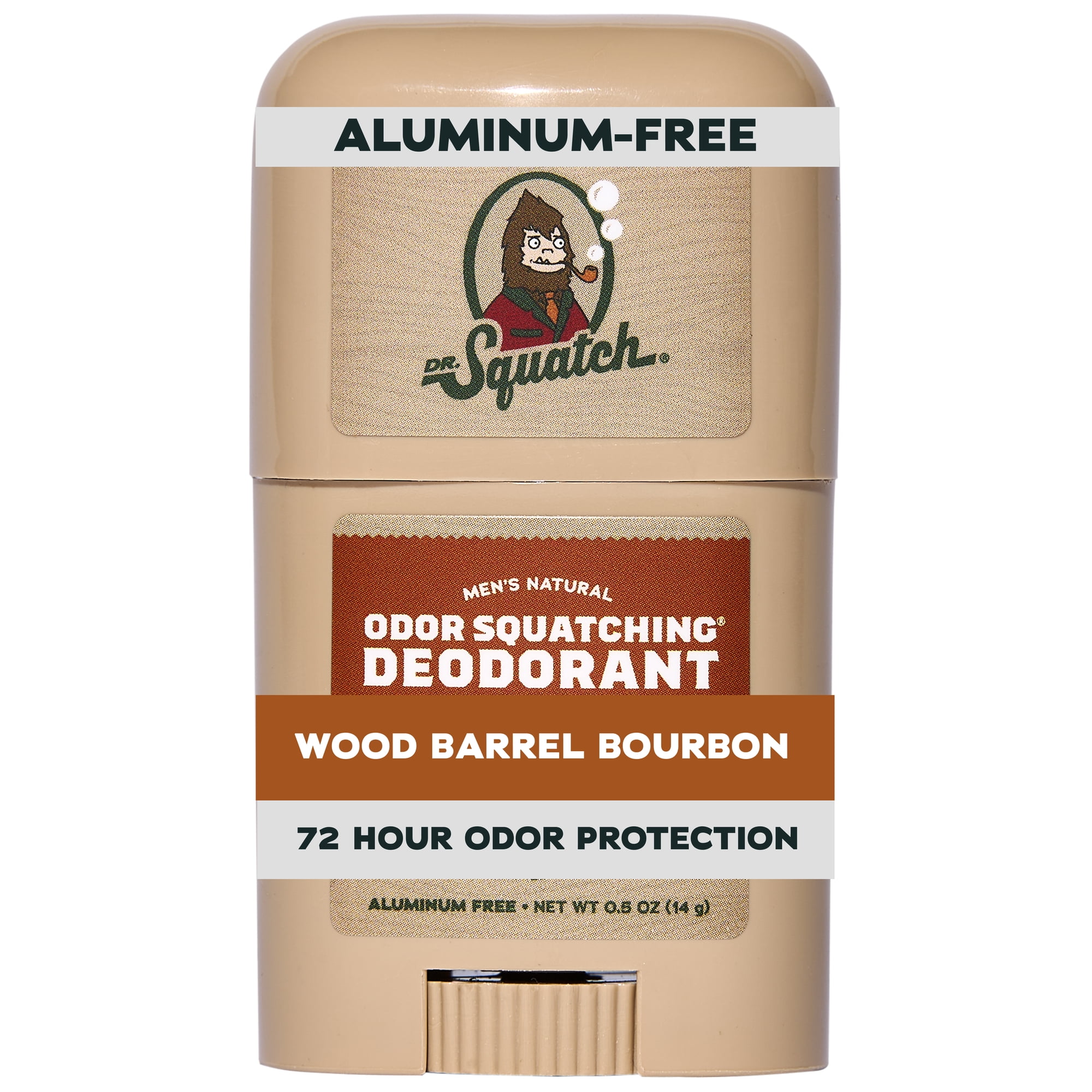 Dr. Squatch Mens Aluminum Free Deodorant, Natural Deodorant for Men Mini, Wood Barrel Bourbon, 0.5 oz