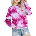 thumbnail image 2 of Lilgiuy Little Girls Tie Dye Jogging Sweatshirts Loose Casual Long Sleeve Round Neck Skin-friendly Pullover Sweatshirt Spring Fall Top Activewear Hot Pink(1-12 Years), 2 of 5