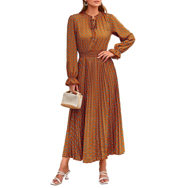 Vestido PRETTYGARDEN Boho Floral de Manga Larga con Escote en V Midi M