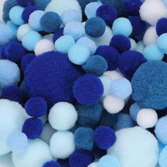 Fuzzy Pom Poms Balls, 120 Pcs Assorted Sizes Mini PomPoms for Crafts Jewelry Making Dark Blue Series