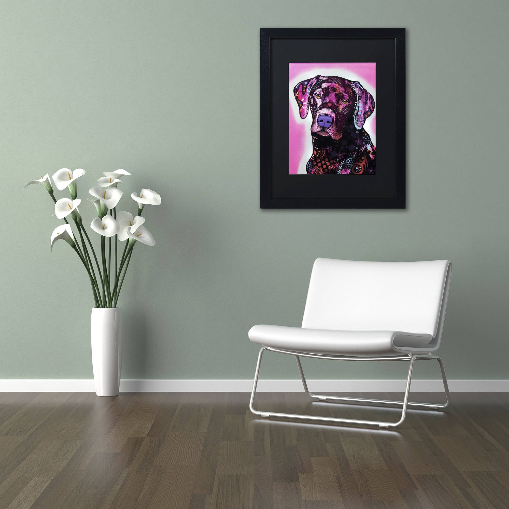 Trademark Fine Art "Black Lab" Canvas Art by Dean Russo, Black Matte, Black Frame