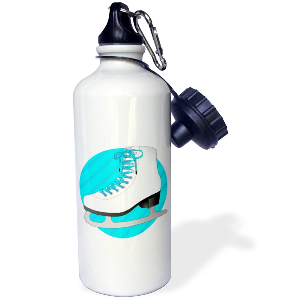 3dRose Figure Skating Gifts Blue Ice Skate on Stripes, Sports Water Bottle, 21oz by 3dRose