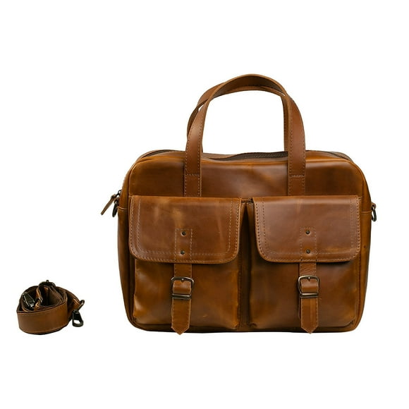 PORTAFOLIO MALETÍN CON DOS BOLSAS TONO CAFÉ CLARO