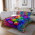 thumbnail image 2 of Kids Cat Kitten Queen Quilt Set Rainbow Leopard Print Queen Coverlet Set, Modern Abstract Art Bedding Set Colorful Cheetah Printed Bedspread Set, Animal Pet Theme Bed Quilt 3pcs, 2 of 5