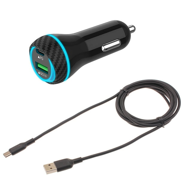 43W Quick Car Charger for Jitterbug Smart3 Phone 2Port USB Cable