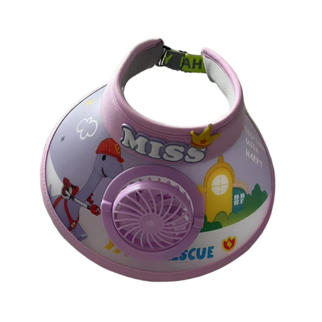 Sombrero para ventilador de refrigeración,Top vacío de dibujos animados,Sombrero deportivo para niños que acampan,Niñas deportivas Tortuga Púrpura