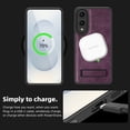 thumbnail image 2 of Magnetic for Samsung Galaxy S25 Edge PU Leather Case, Compatible with Magsafe, Built-in Invisible Stand, Premium Ultra Slim Adjustable Kickstand Protective Phone Case for Galaxy S25 Edge, Darkpurple, 2 of 8