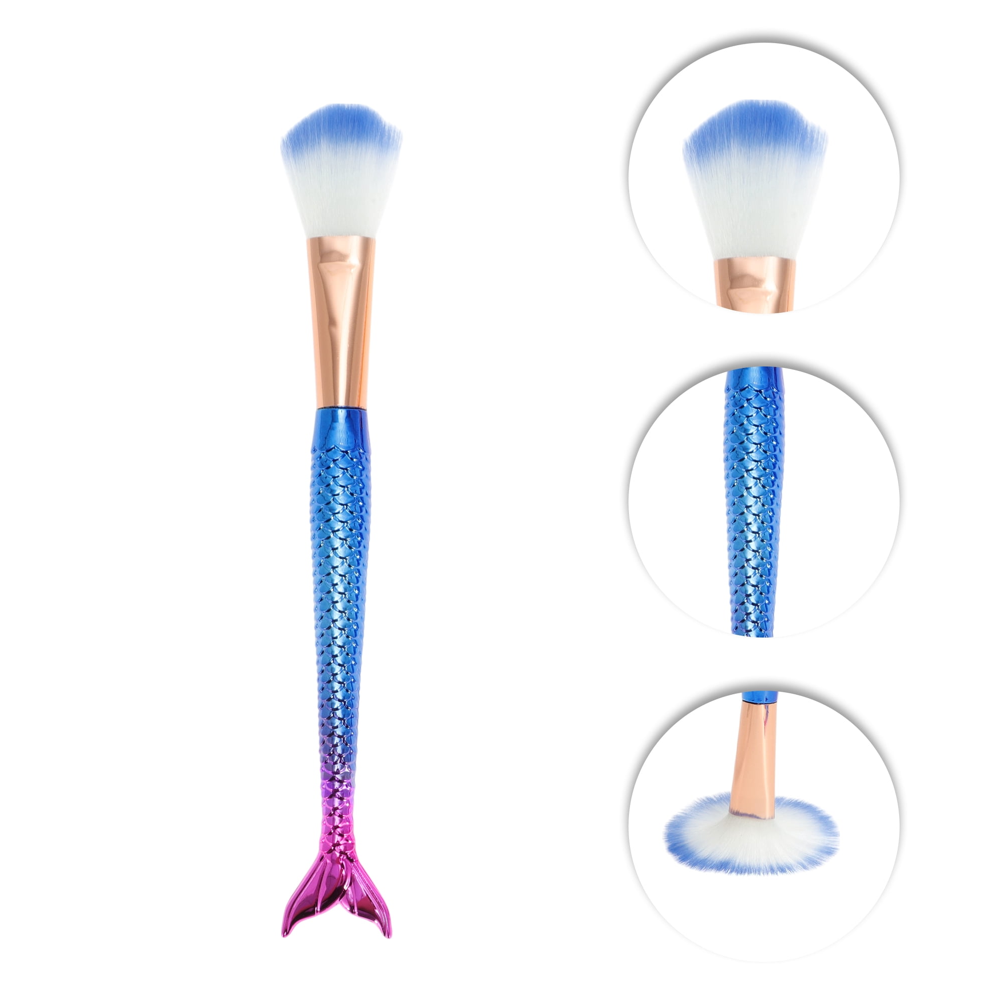 Unique Bargains 4 Pcs Soft Portable Mermaid Makeup Brush Set for Cosmetic Blue