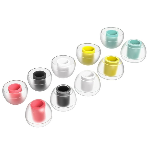 Earbud Tips Soft Silicone Earbuds Replacement Tips Fit for in-Ear Headphones 5 Pairs S/M/L White, Gray, Red,Yellow, Blue