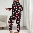 thumbnail image 6 of Uaswgudfs Women's Plus Size Valentine's Day Hearts Print Pajama Set Long Sleeve Lounge Wear Women's Sleepwear Soft Cozy Casual Outfit, 6 of 6