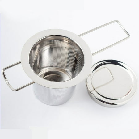 

JINGT Tea Infuser Strainers for Loose Tea Stainless Steel Loose Leaf Tea Strainer folding handle with cover