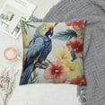 thumbnail image 2 of JRXY  Parrot Throw Pillow Cushion Cover, Tropic Pattern with Parrot Orchids and Hibiscus Flowers Hawaiian Jungle Style Image, Decorative Square Accent Pillow Case White Yellow White, 2 of 5