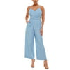 bebe Womens Jumpsuit Large Chambray Bow-Back Belted