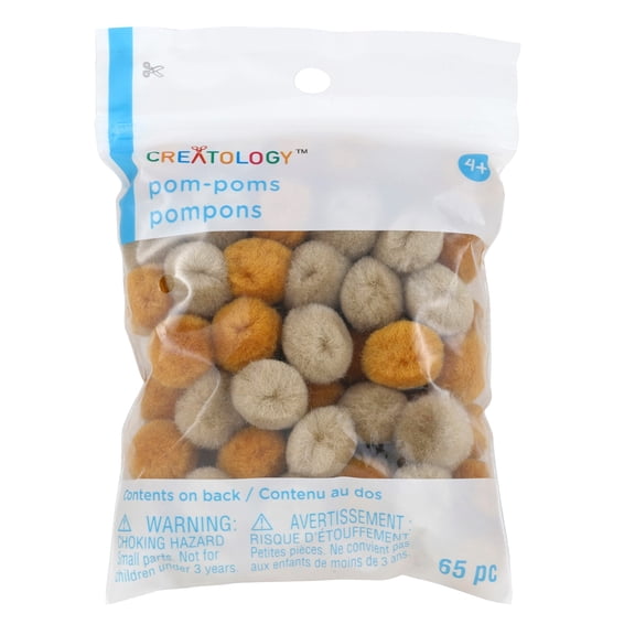 24 Packs: 65 ct. (1,560 total) 1/2" Mixed Brown Pom Poms by Creatology™
