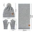 thumbnail image 3 of 3 Pcs Winter Satin Silk Lined Beanie Hat Long Knit Scarf Touchscreen Wool Gloves Set for Women Men, 3 of 3