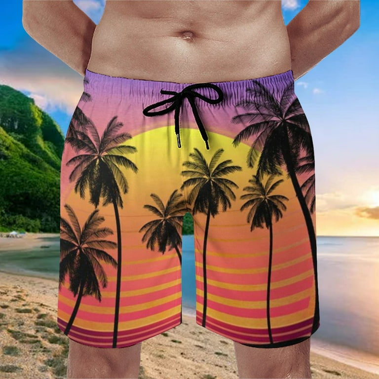 Hot Pink Board Shorts Men'S Mens Summer Fashion Leisure Seaside Beach  Holiday Hot Spring 3D Digital Printing Lace Up Mesh Shorts Beach Pants 