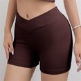 thumbnail image 2 of Besolor Womens V Cross Workout Shorts Ribbed Seamless High Waist Stretch Booty Athletic Yoga Biker Shorts, 2 of 5