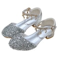 thumbnail image 4 of Staki Party Shoes for Girls Girls Dress Shoes Glitter Shoes Sequins Rhinestones Bowknot Princess Low Heels Mary Jane Footwear Heels for Girls Silver,12 Little Kid, 4 of 7