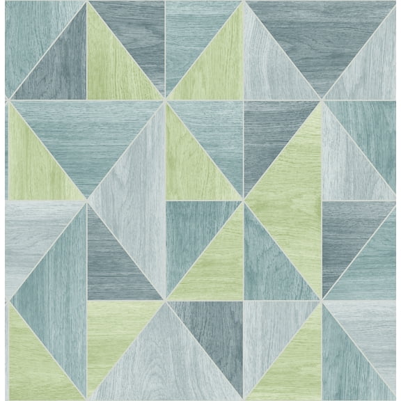 Advantage Simpson Blue Geometric Wood Wallpaper