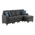 thumbnail image 2 of Rhett 5 Seater Sofa and Ottoman, Padded Seats, 4 Accent Pillows, Dark Gray- Saltoro Sherpi, 2 of 5