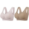thumbnail image 2 of Gymayou 2 Pack Women Seamless Wireless Pull On Sports Bra Beauty Back Breathable Comfort Bra Full Coverage Wide Strap No Wire Everyday Lounge Sleep Multicolr #13 M, 2 of 9