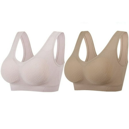 Clearance! Ogiraw Wireless Bras for Women 2PCS Gathering Bra Comfortable Corset Front Alternating Side Button Lace Bra Slim Shaping Bra Plus Size Bras for Women