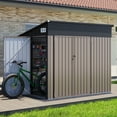 thumbnail image 3 of Clouddwell 8ft x 6ft Heavy-Duty Metal Storage Shed with 3 Doors, Lockable Lean-To Design, Weatherproof for Garden & Tools (Brown), 3 of 9