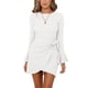 thumbnail image 1 of Vestido De Mujer, Vestido De Manga Larga De Poliéster Transpirable Dobladillo Irregular Puños De Encaje Con Volantes Para Citas Para Trabajar ANGGREK No, 1 of 7