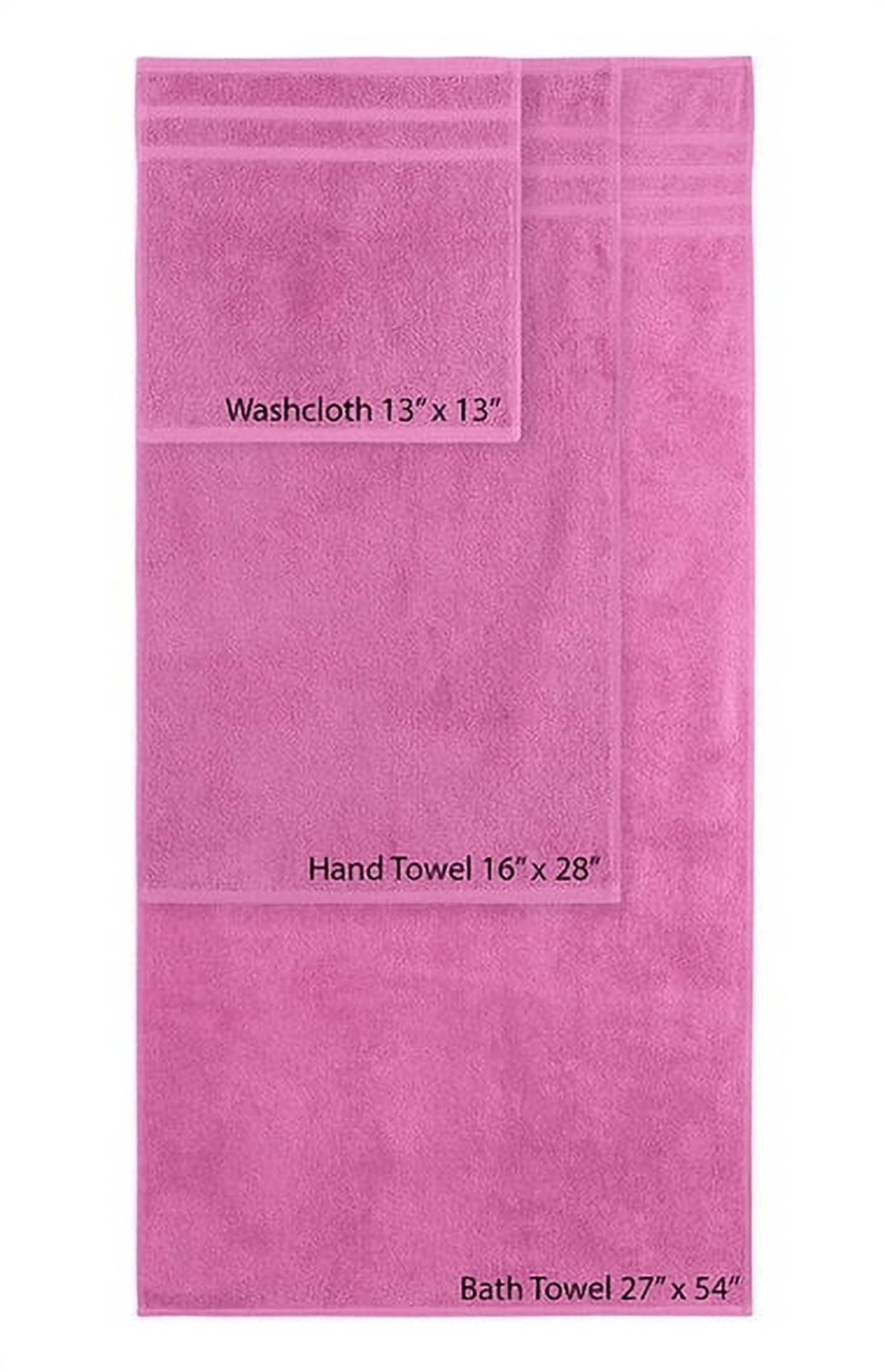 Rosyn Home Hotel Quality 100% Turkish Cotton 6 Piece Bath Towel Set Pink