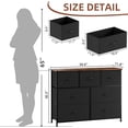 thumbnail image 3 of Commode pour Chambre avec 7 Tiroirs, Grand Commode avec Dessus en Bois, Commode en Tissu Noire avec Tiroirs de Rangement pour Salon, Garde-Robe, Entrée, Brun Rustique Noir, 3 of 8