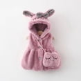 thumbnail image 3 of GYRATEDREAM Baby Toddler Girls Fleece Hooded Jacket Coat with Rabbit Ears Shape Warm Winter Outwear Tops for 1-2Y Purple, 3 of 4